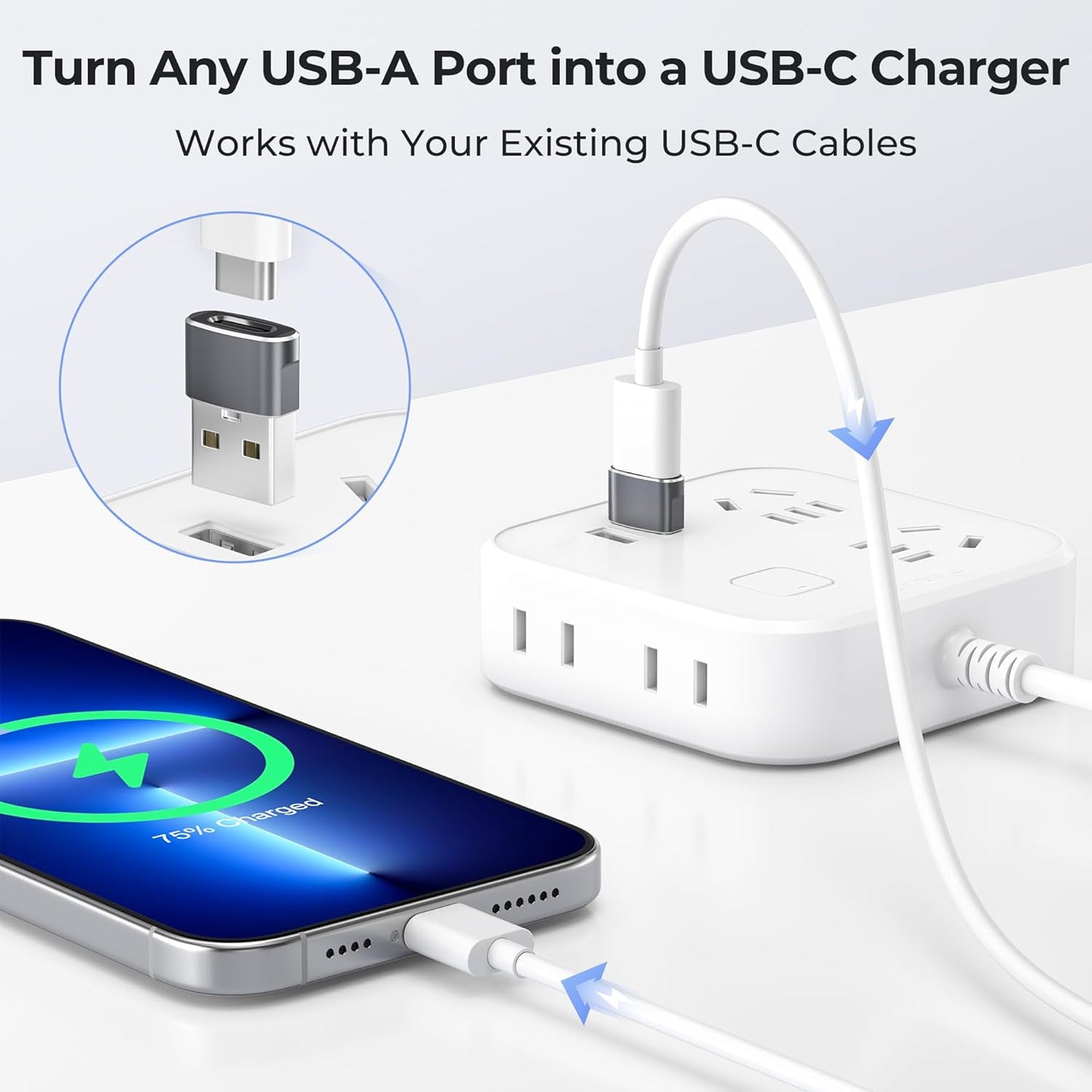 3 Pack USB to USB‑C Adapter – Convert USB‑A to USB‑C