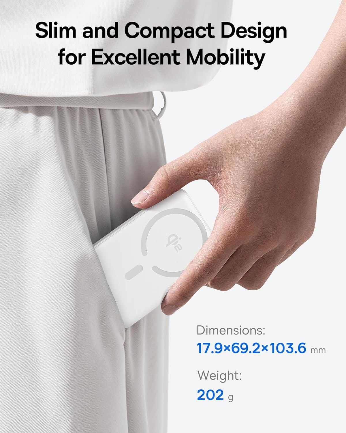 MagSafe Portable Charger – Qi2 Certified 15W Magnetic Power Bank, 10000mAh for iPhone 17/16/15/14/13 Series