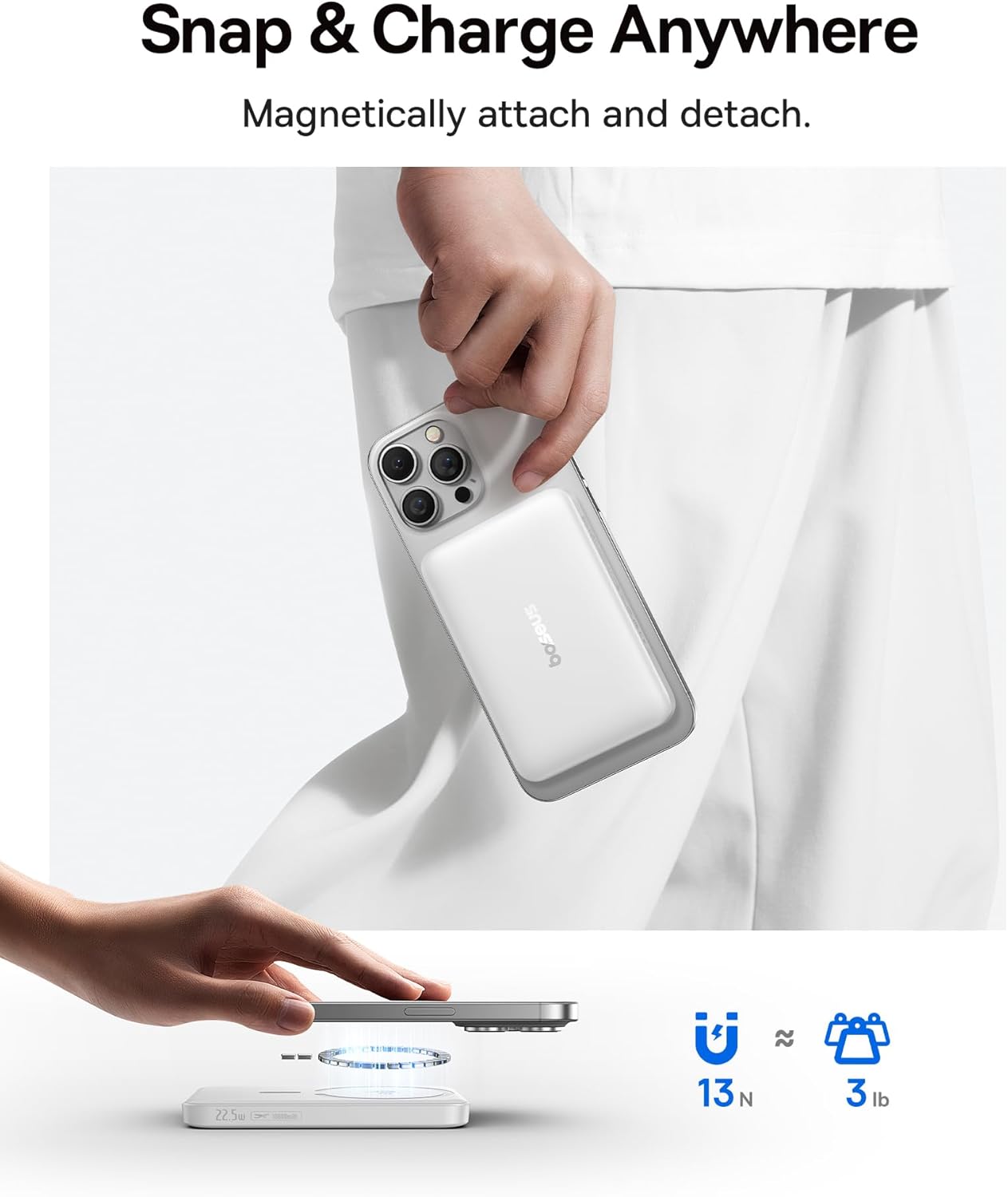 MagSafe Portable Charger – Qi2 Certified 15W Magnetic Power Bank, 10000mAh for iPhone 17/16/15/14/13 Series