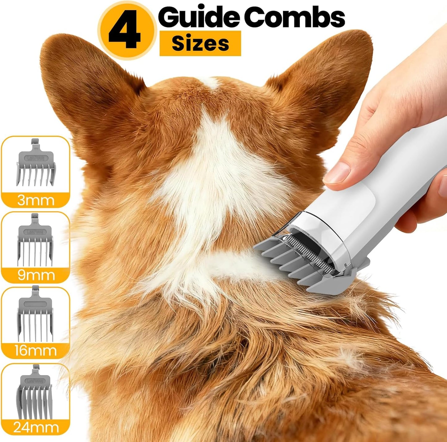 Pet Grooming Vacuum – 12000Pa Pet Hair Remover with Clipper & Shedding Brush, Low Noise, All-in-One for Dogs & Cats