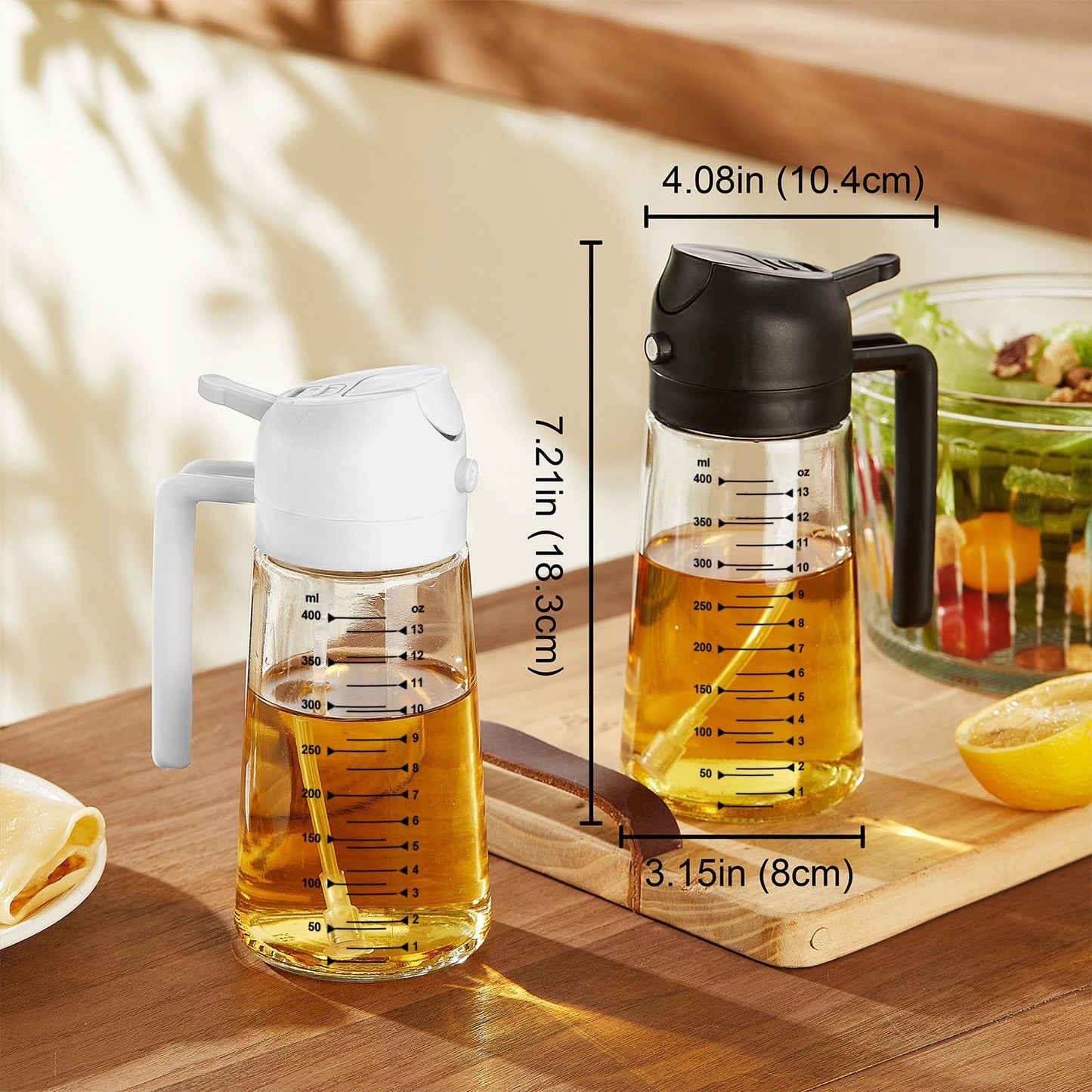 16oz Kitchen Glass Olive Oil Sprayer – 2-in-1 Dispenser & Mister for Cooking, Air Fryer, Salad, BBQ