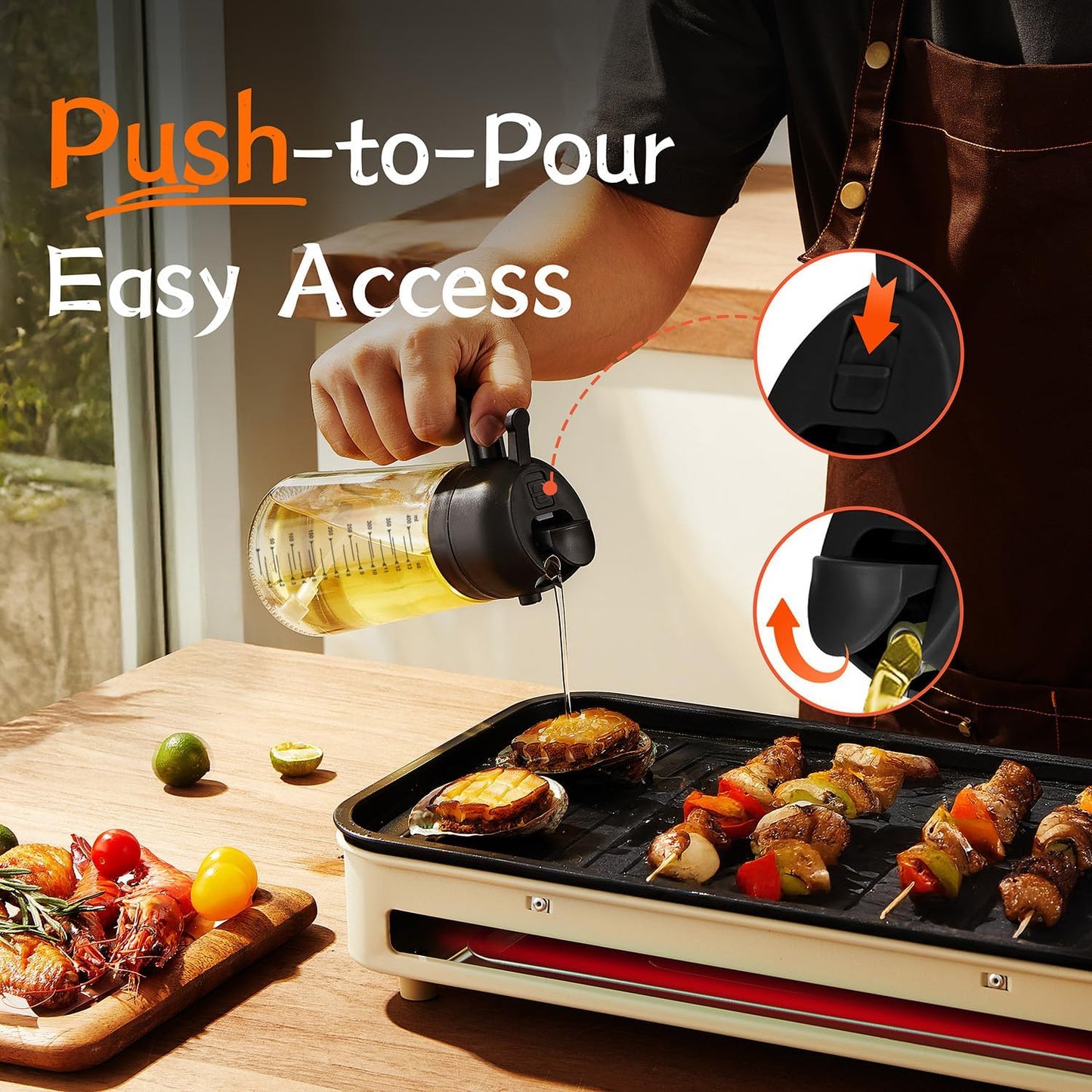 16oz Kitchen Glass Olive Oil Sprayer – 2-in-1 Dispenser & Mister for Cooking, Air Fryer, Salad, BBQ