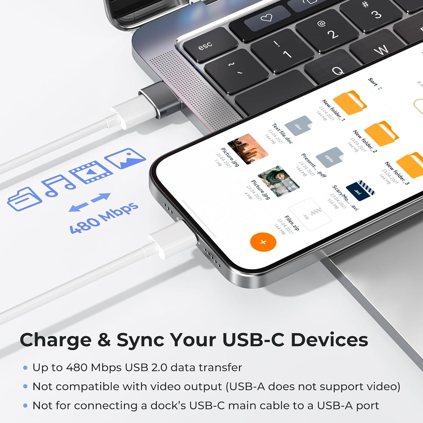 3 Pack USB to USB‑C Adapter – Convert USB‑A to USB‑C