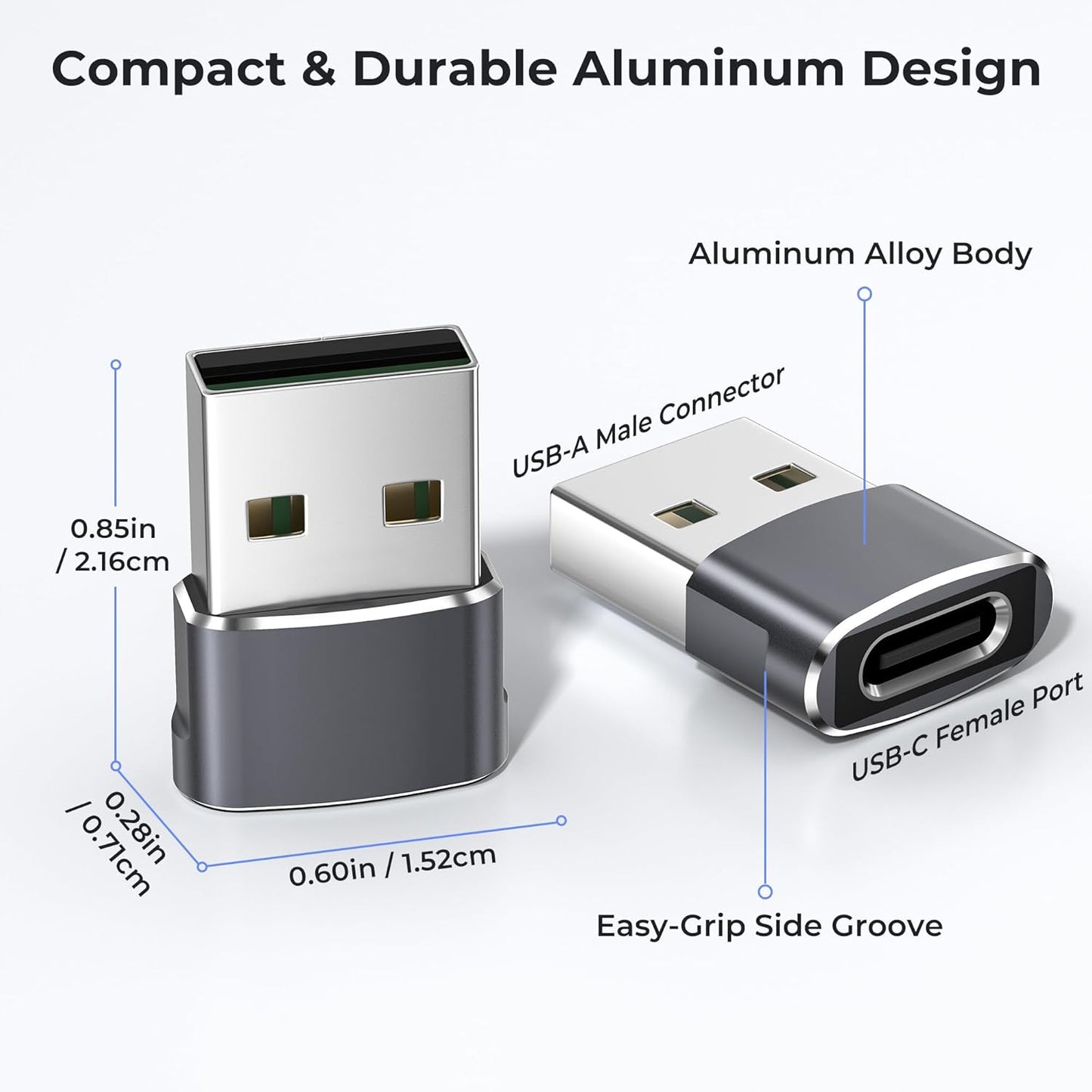 3 Pack USB to USB‑C Adapter – Convert USB‑A to USB‑C