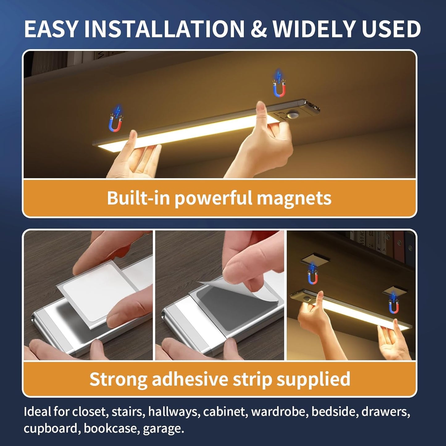 Motion Sensor Cabinet Lighting – Magnetic - Rechargeable - 5 Dimmable Levels