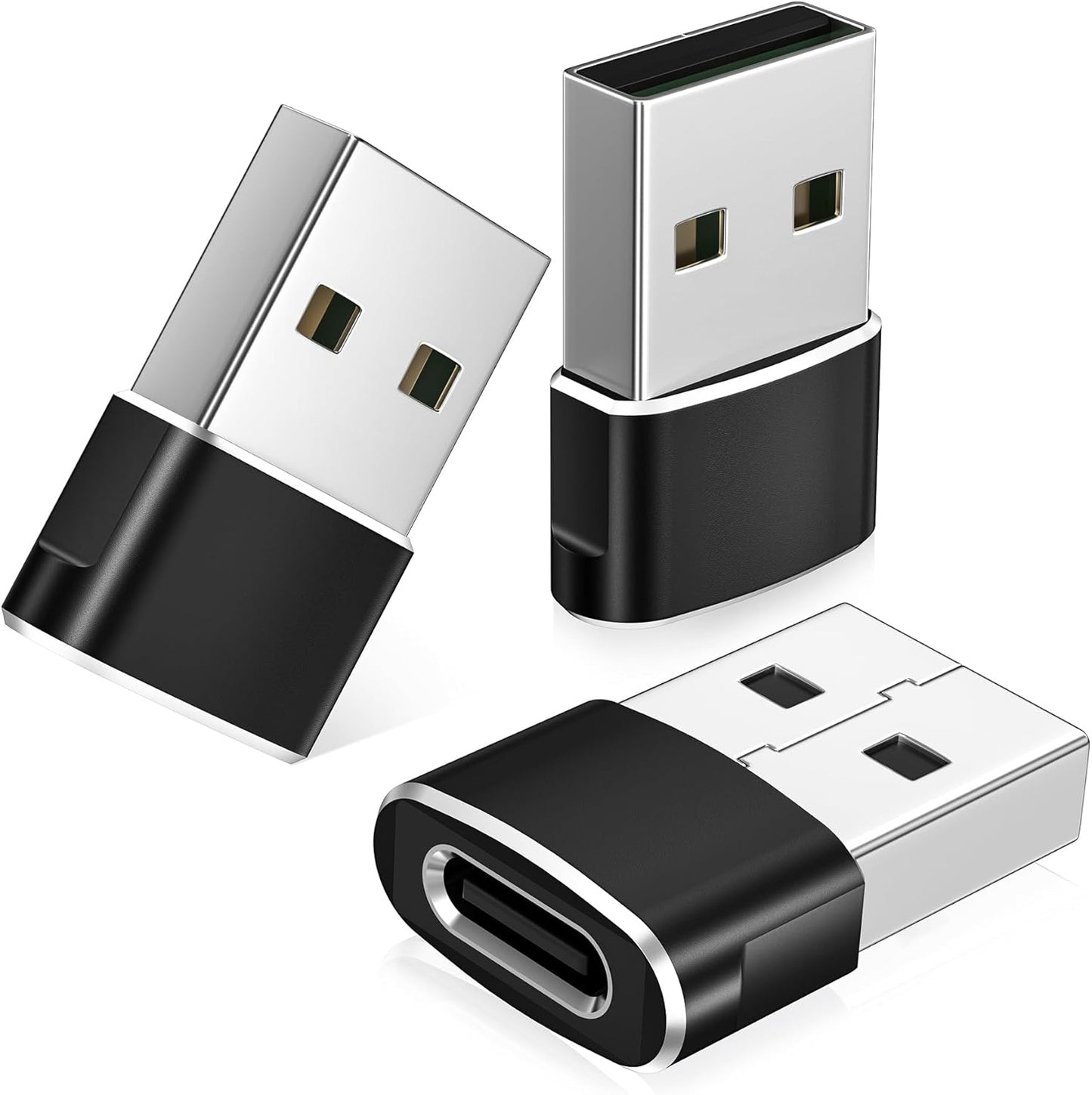 3 Pack USB to USB‑C Adapter – Convert USB‑A to USB‑C