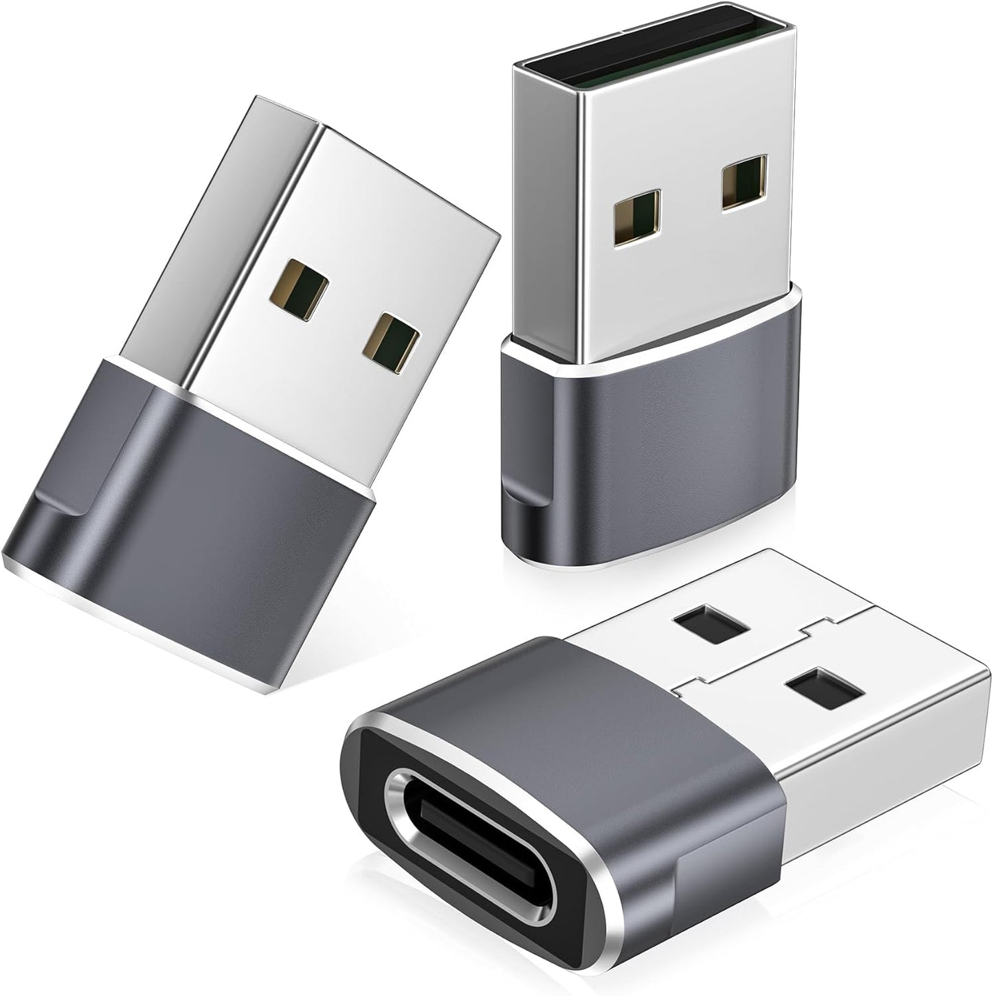 3 Pack USB to USB‑C Adapter – Convert USB‑A to USB‑C