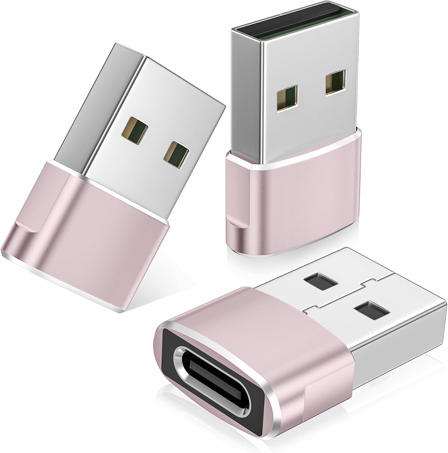 3 Pack USB to USB‑C Adapter – Convert USB‑A to USB‑C