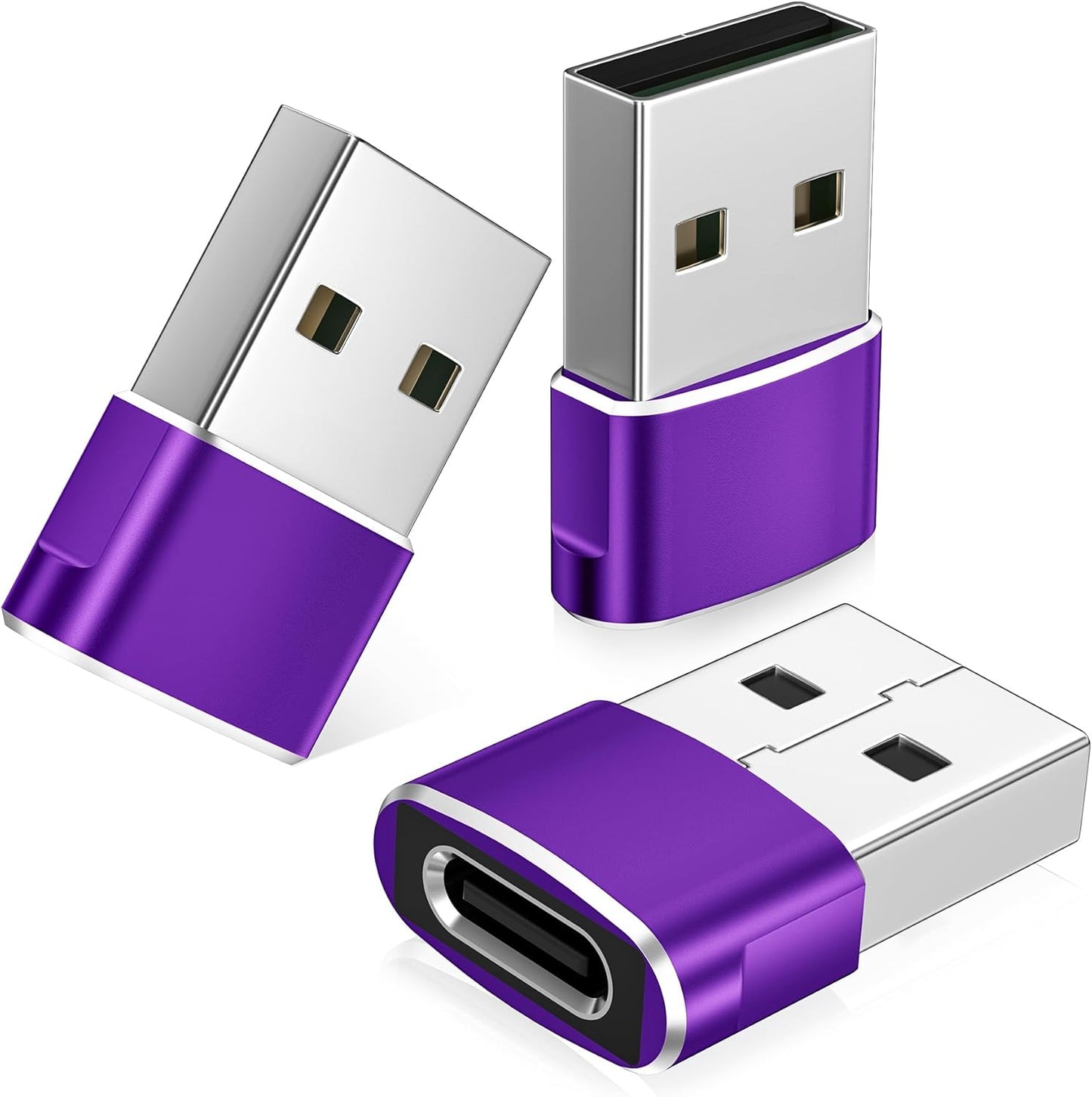 3 Pack USB to USB‑C Adapter – Convert USB‑A to USB‑C